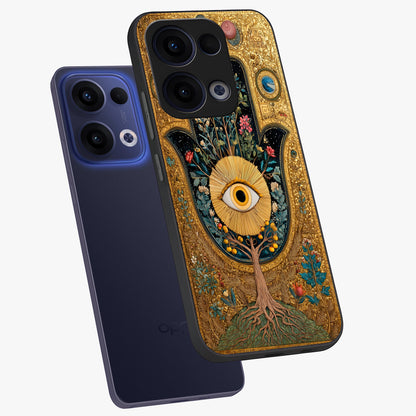 Ethereal Evil Eye Glass Case displayed in angled mockup highlighting protective evil eye symbol with spiritual aesthetic design.