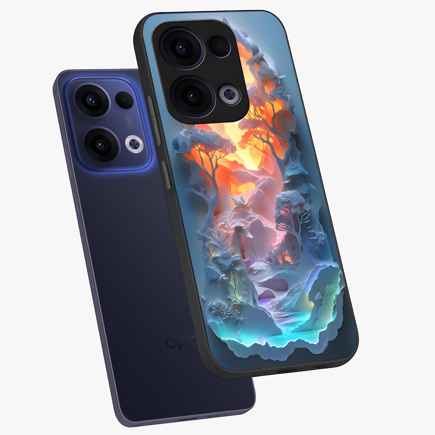 Glow Forest Portal Glass Case displayed in angled mockup highlighting mystical forest design with magical glowing aesthetic.