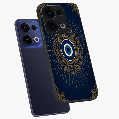Golden Celestial Charm Glass Case displayed in angled mockup highlighting sparkling cosmic charm design with celestial aesthetic.