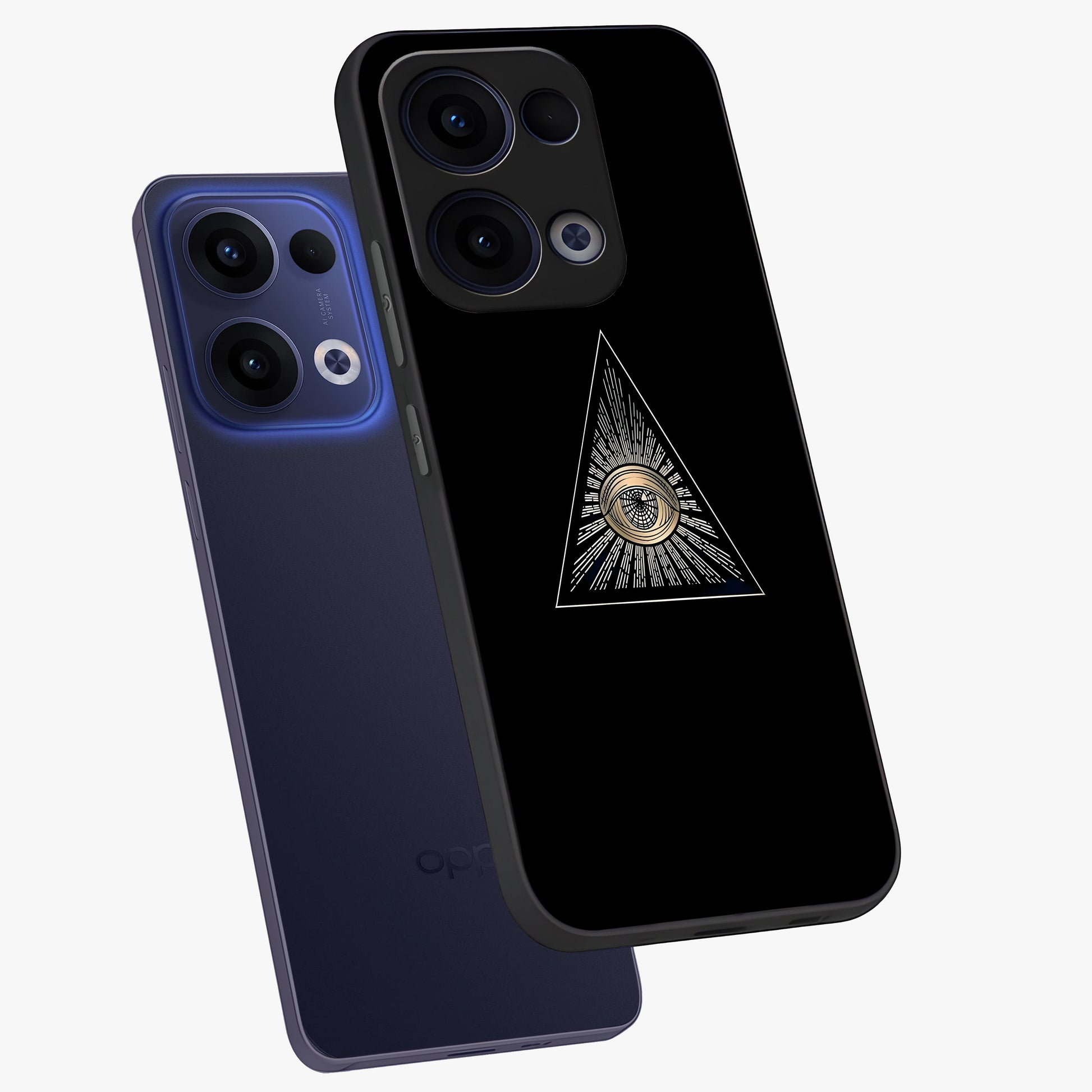 Illuminati Evil Glass Case displayed in angled mockup highlighting dark occult inspired design with bold aesthetic style.