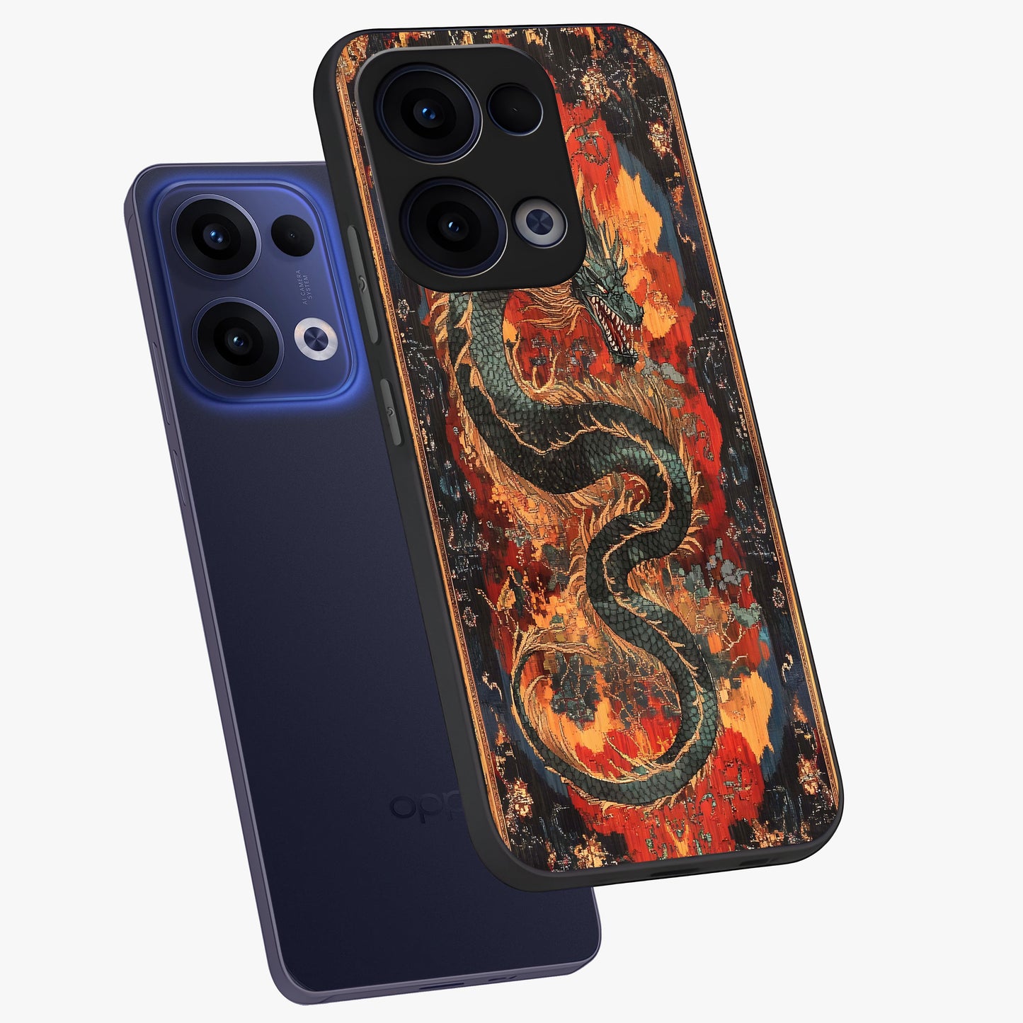 Inferno Dragon Soul Glass Case displayed in angled mockup highlighting powerful dragon illustration with inferno aesthetic.