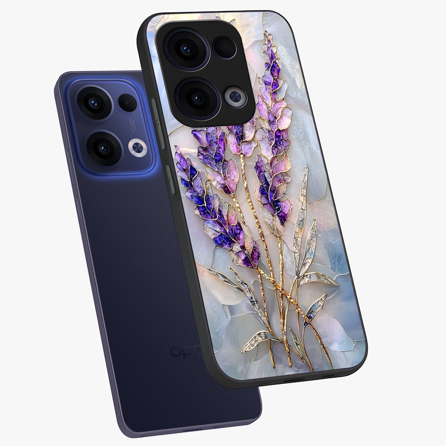 Lavender Dream Glow Glass Case displayed in angled mockup highlighting dreamy purple glow design with soft artistic style.