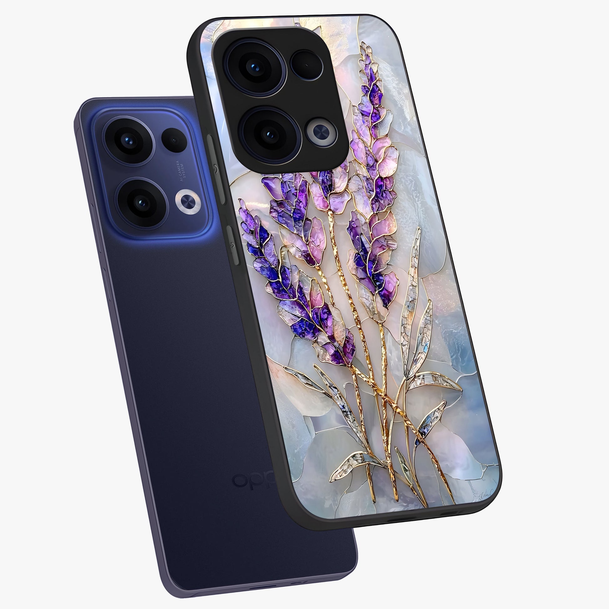 Lavender Dream Glow Glass Case displayed in angled mockup highlighting dreamy purple glow design with soft artistic style.
