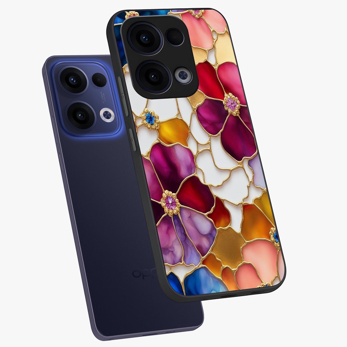 Marble Flower Pattern Glass Case displayed in angled mockup highlighting elegant marble floral design with modern aesthetic.