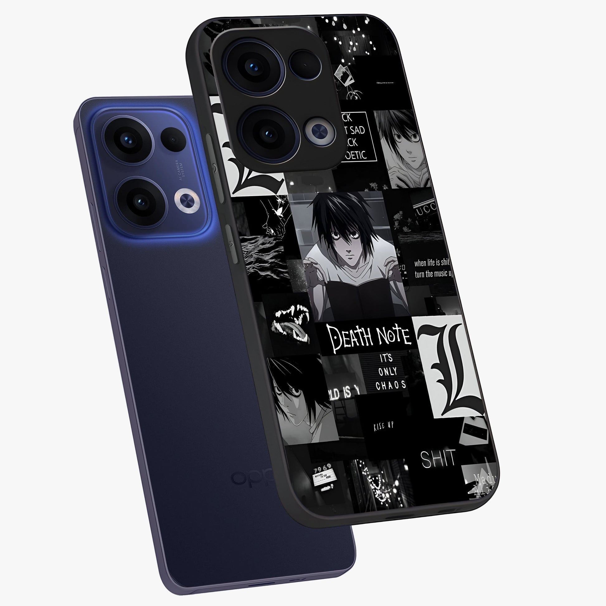 Midnight Chaos Mind Glass Case displayed in angled mockup highlighting chaotic artistic design with dramatic midnight aesthetic.
