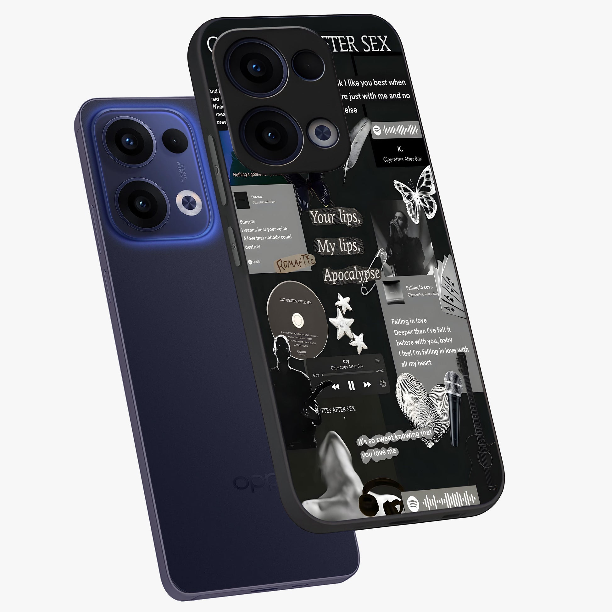 Midnight Love Echo Glass Case displayed in angled mockup highlighting elegant love inspired design with deep aesthetic style.