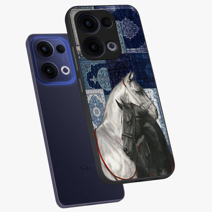 Midnight Stallion Blues Glass Case displayed in angled mockup highlighting powerful stallion illustration with deep midnight tones.