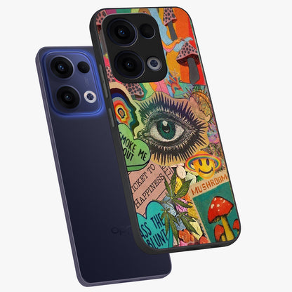 Mystic Eye Wonderland Glass Case displayed in angled mockup highlighting magical eye illustration with dreamy aesthetic.