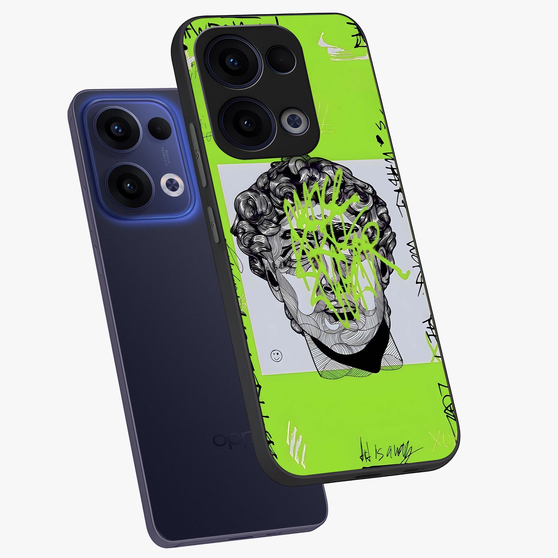 Neo Graffiti Rebellion Glass Case displayed in angled mockup highlighting urban street art design with rebellious aesthetic.