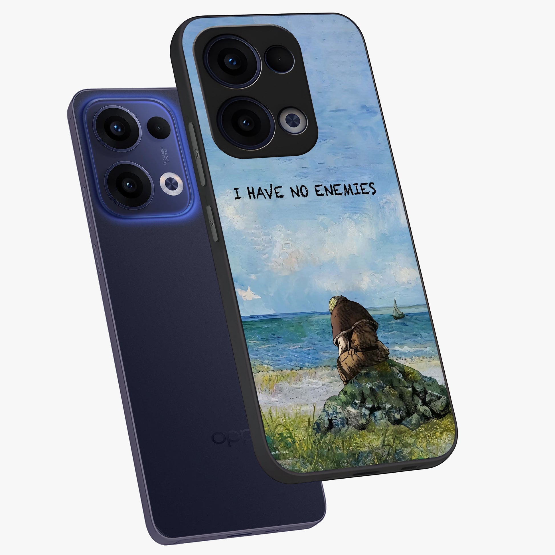 Peace Beyond War Glass Case displayed in angled mockup highlighting meaningful message design with artistic aesthetic style.