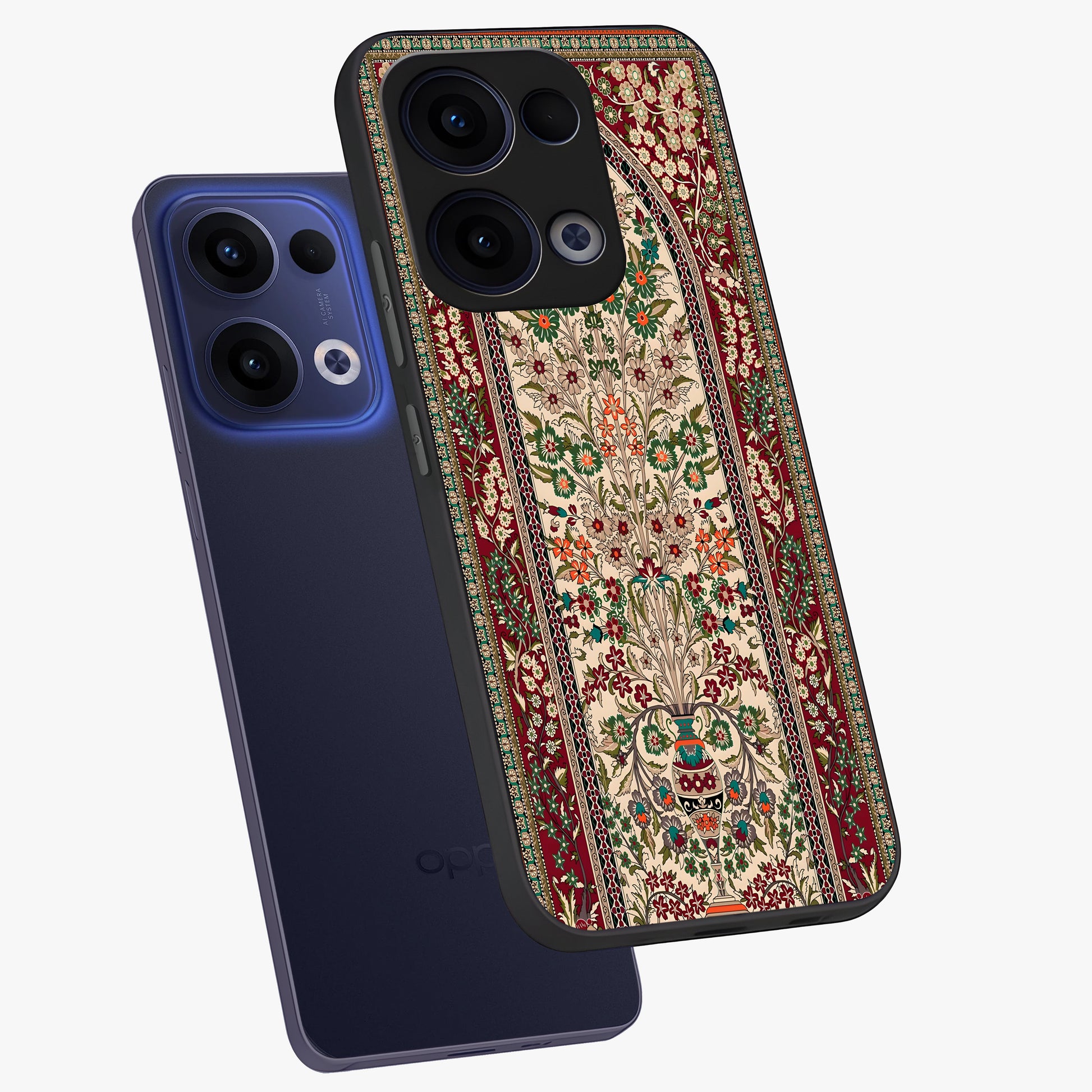 Persian Inspired Glass Case displayed in angled mockup highlighting intricate traditional design with elegant cultural aesthetic.