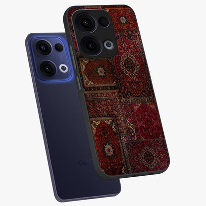 Persian Velvet Tale Glass Case displayed in angled mockup highlighting ornate textile inspired design with royal aesthetic.