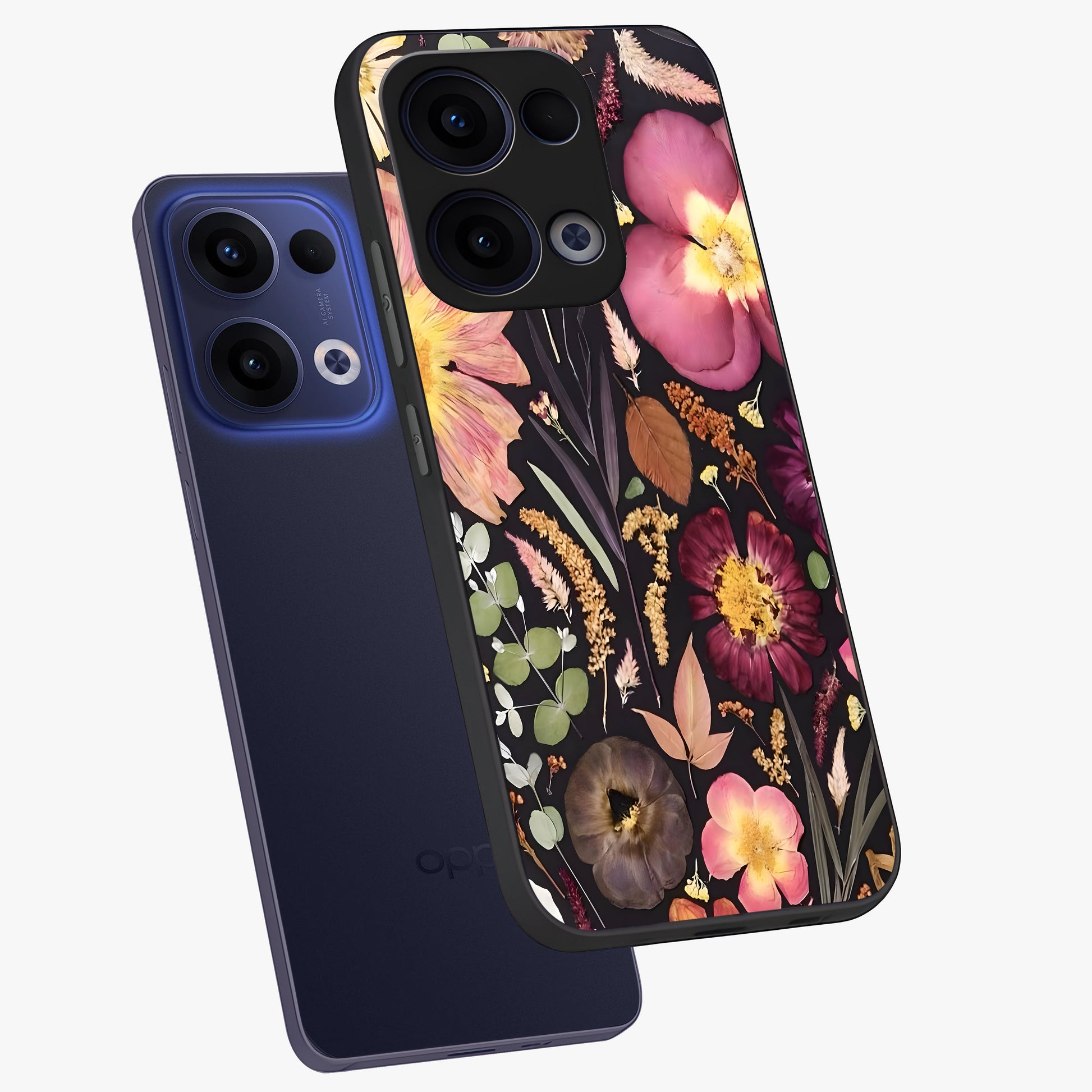 Petal Dream Tapestry Glass Case displayed in angled mockup highlighting decorative petal pattern with elegant botanical aesthetic.
