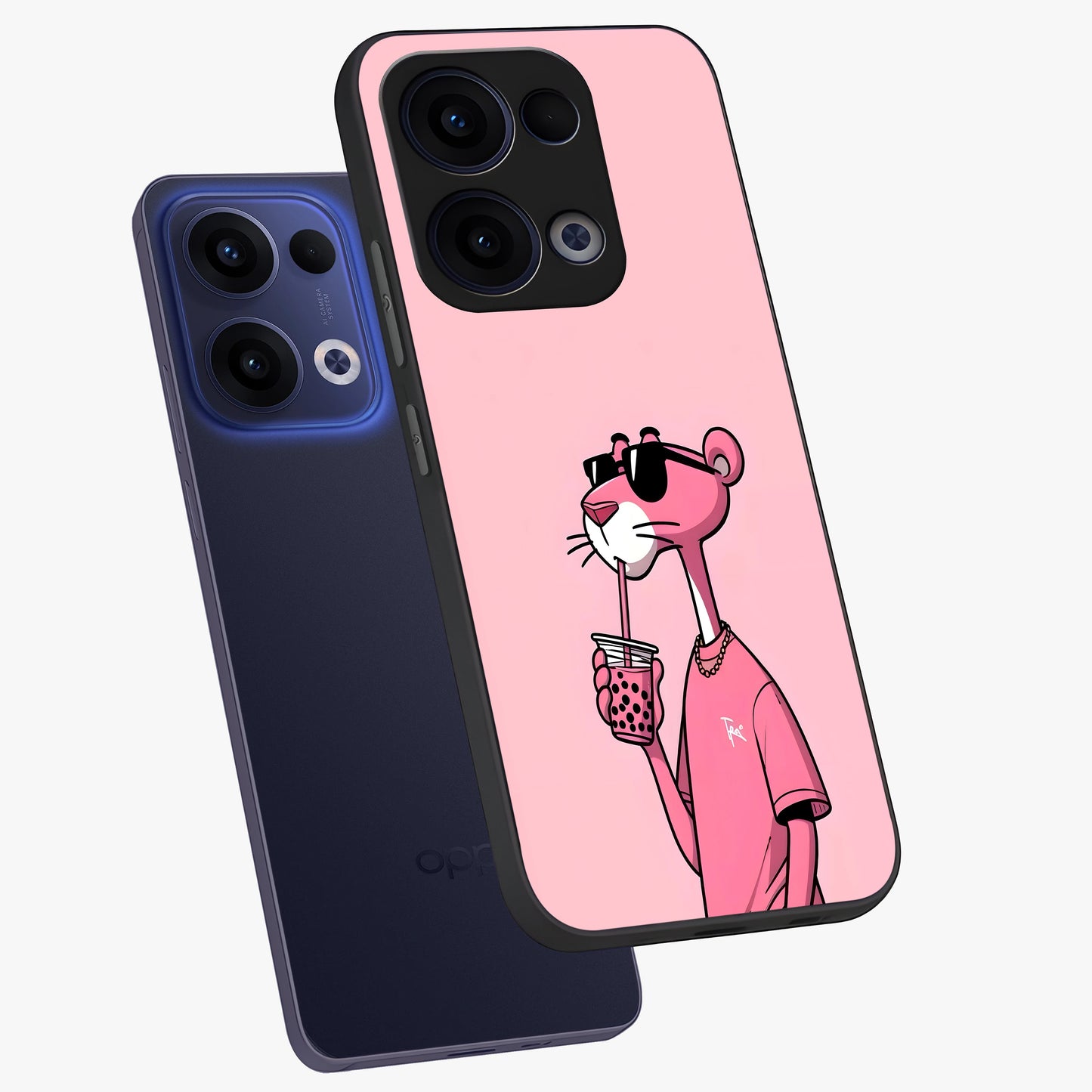 Pink Panther Glass Case displayed in angled mockup highlighting playful cartoon character design with vibrant pink aesthetic.