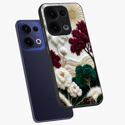 Radiant Bloom Elegance Glass Case displayed in angled mockup highlighting graceful floral design with radiant aesthetic style.