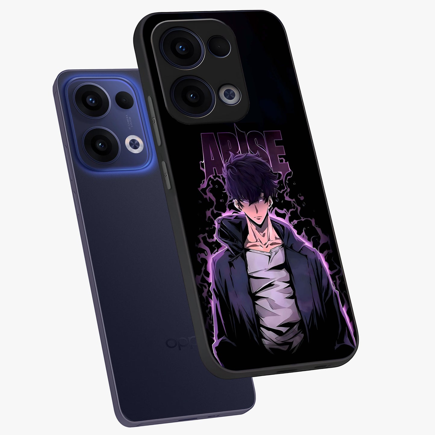 Shadow Monarch Awakening Glass Case displayed in angled mockup highlighting dramatic shadow warrior design with fantasy aesthetic.
