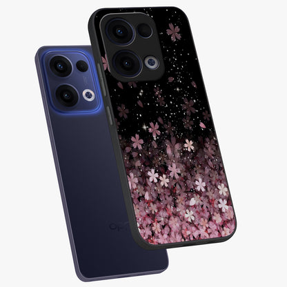 Small Starry Flowers Glass Case displayed in angled mockup highlighting tiny flower pattern with celestial aesthetic style.