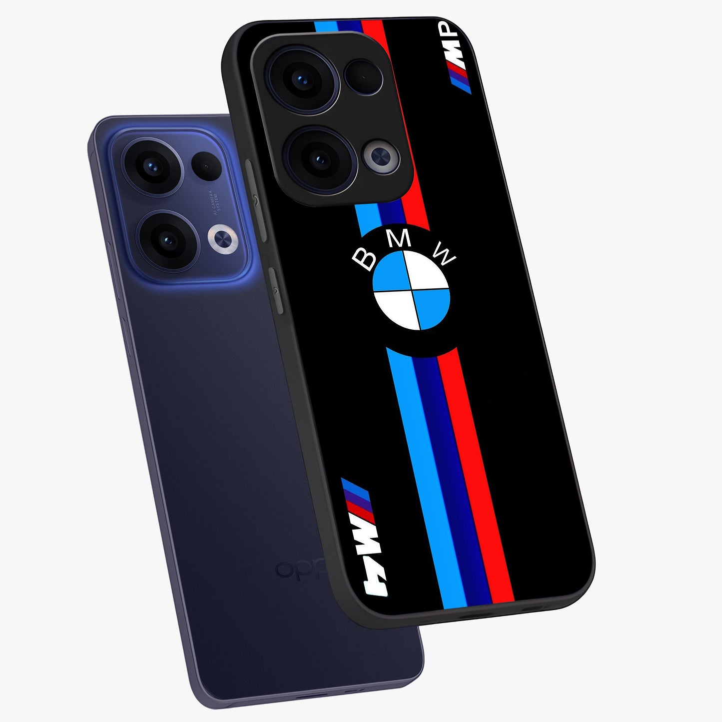 Turbo BMW Beast Glass Case displayed in angled mockup highlighting sleek racing car design with bold automotive aesthetic.