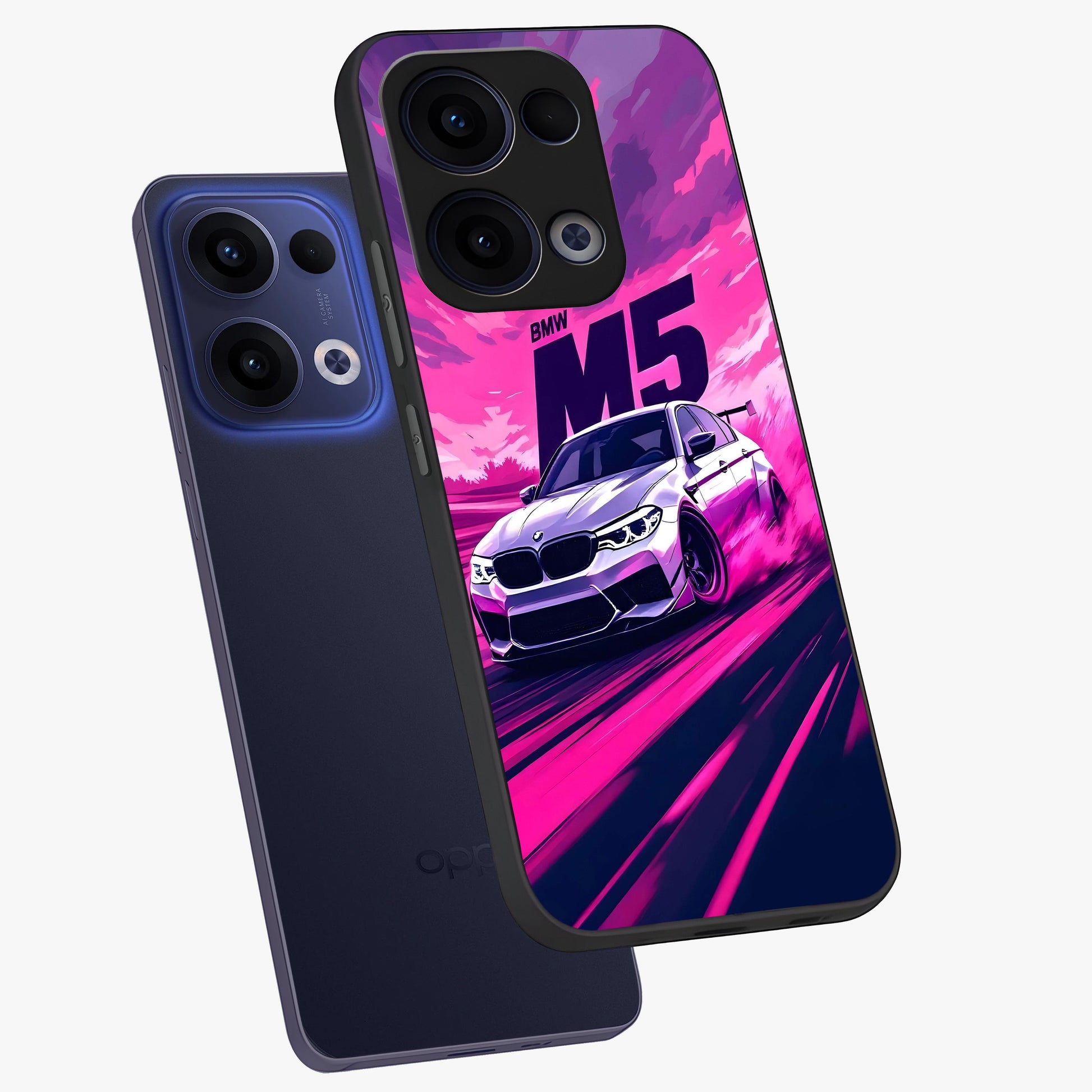 Velocity Drift Pulse Glass Case displayed in angled mockup highlighting dynamic drift design with sporty automotive aesthetic.