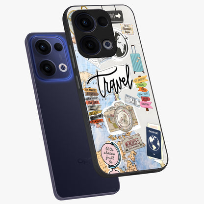 Wanderlust Journal Glass Case displayed in angled mockup highlighting adventure themed design with aesthetic travel vibe.