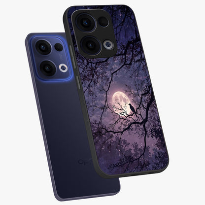 Whispering Moon Silence Glass Case displayed in angled mockup highlighting calm lunar design with dreamy night aesthetic.