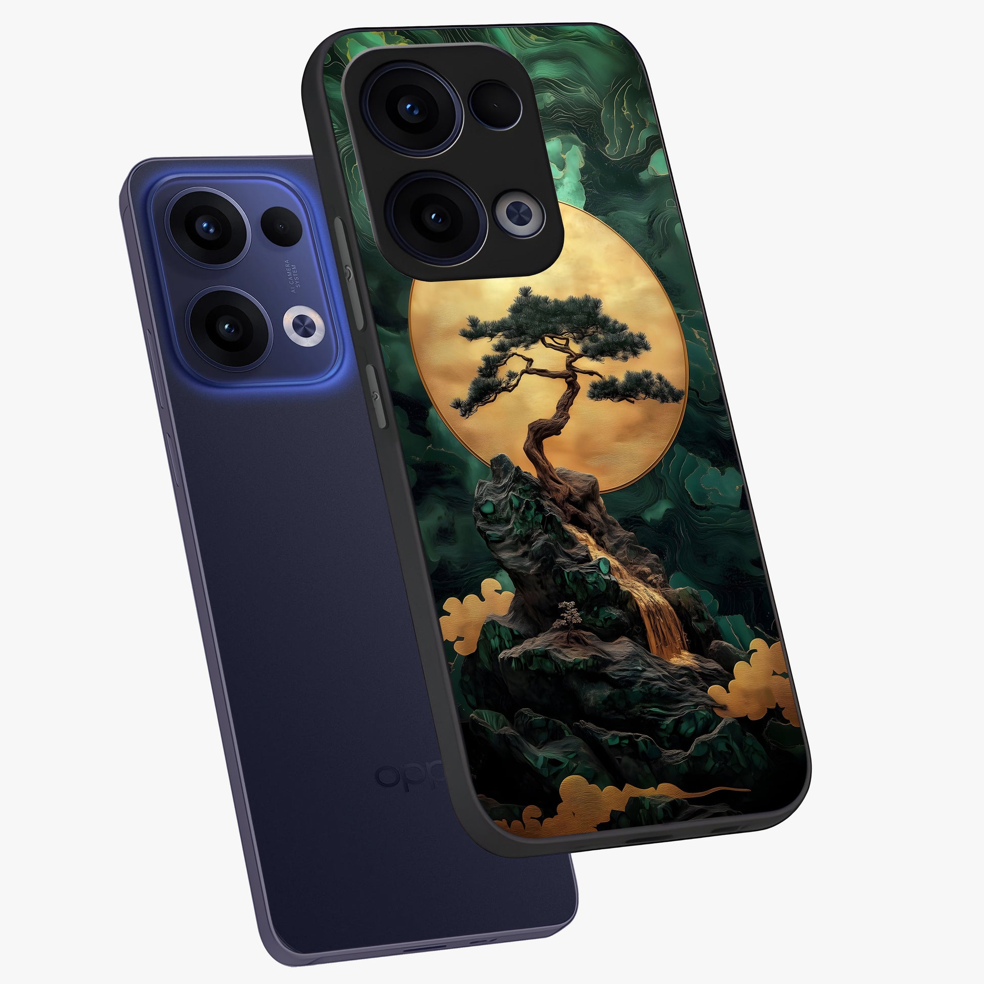 Zen Moon Rise Glass Case displayed in angled mockup highlighting peaceful lunar design with zen aesthetic style.