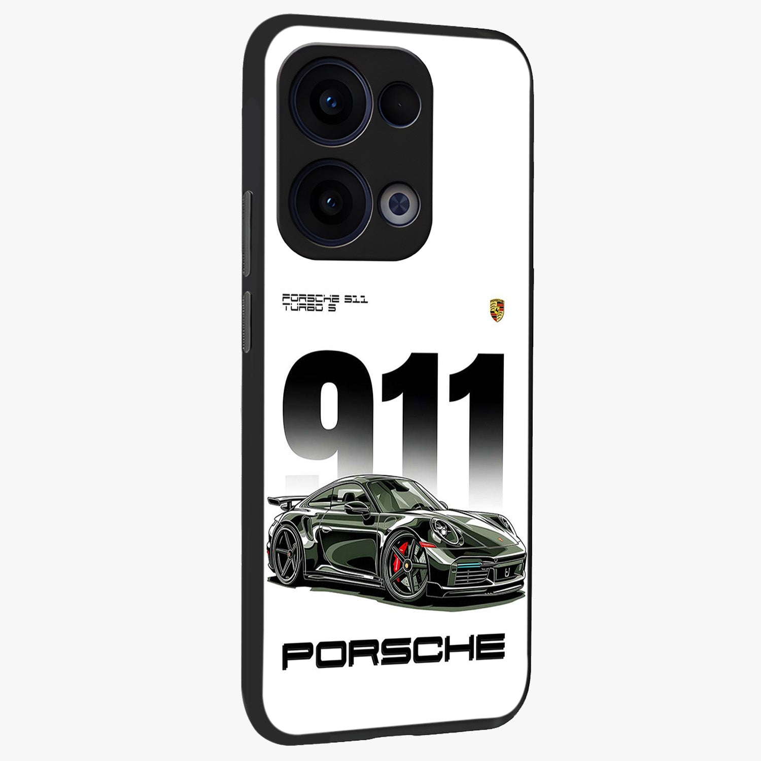 911 Turbo Dominance Glass Case upright perspective showcasing powerful racing design and modern automotive aesthetic.