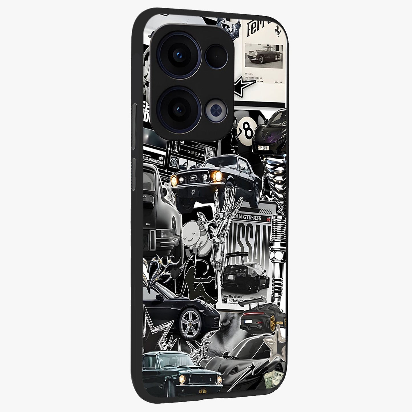 Aesthetic Dark Love Glass Case upright view showcasing dramatic romantic artwork with modern aesthetic style.