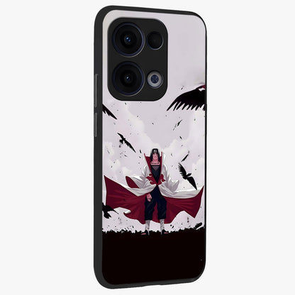 Crimson Crow Ascension Glass Case upright view showcasing dramatic crow artwork with bold gothic theme.