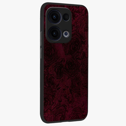 Crimson Fade Flow Glass Case upright view showcasing dynamic crimson flow artwork with stylish abstract theme.