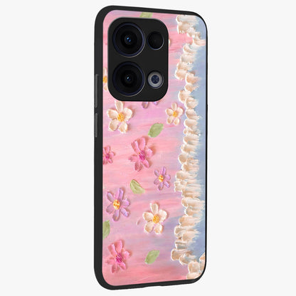 Dreamy Painted Garden Glass Case upright view showcasing vibrant floral garden artwork with artistic nature theme.