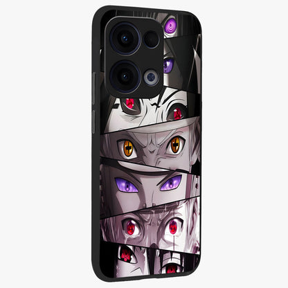 Eyes of Destiny Glass Case upright view showcasing symbolic eye artwork with dramatic artistic theme.