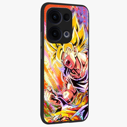 Firing Goku Glass Case upright view showcasing energetic anime artwork with bold warrior theme.
