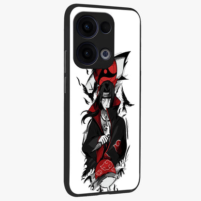 Itachi Limited Edition Naruto Anime Glass Case upright view showcasing intense anime artwork with powerful character theme.