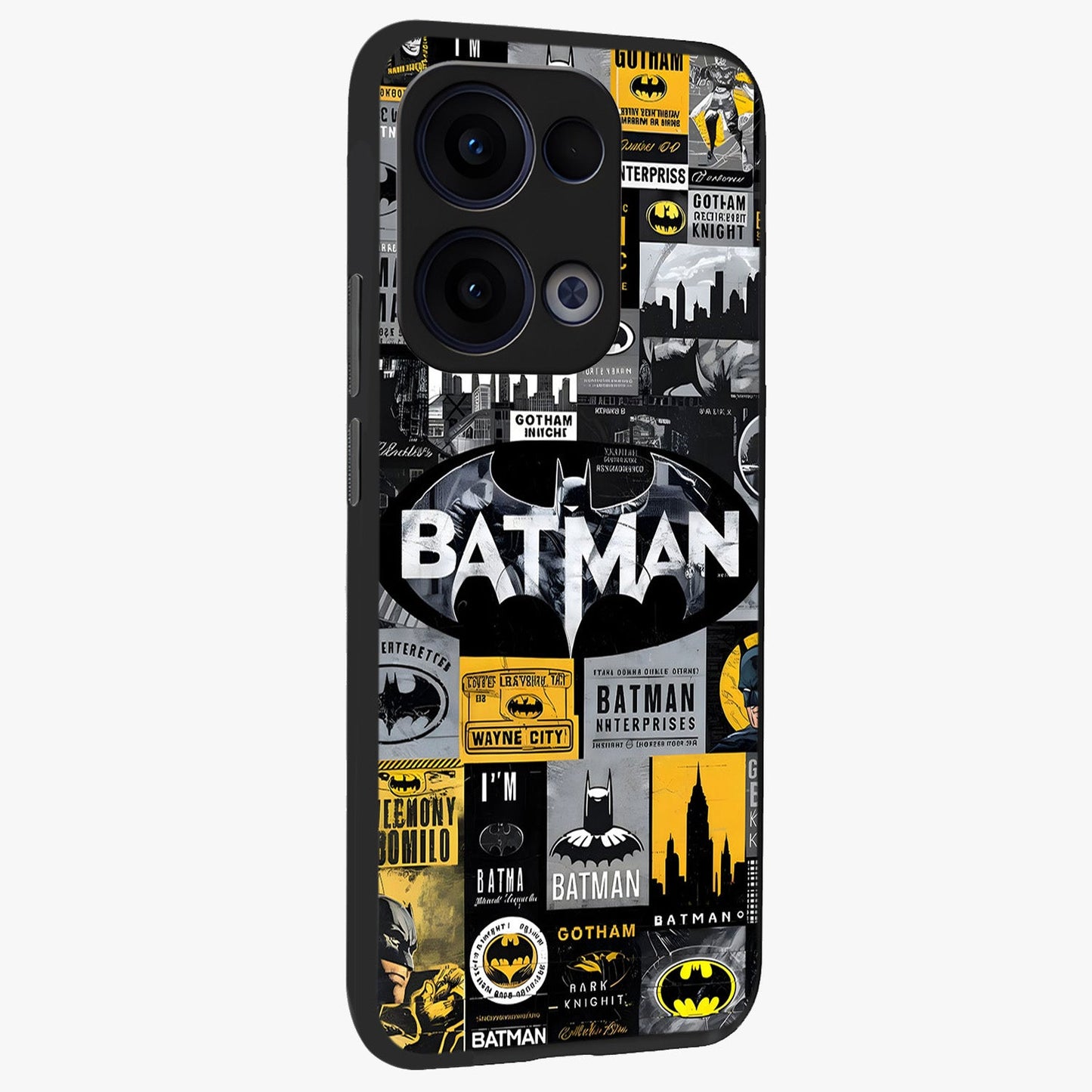 Knight Gotham Rise Glass Case upright view showcasing bold vigilante themed artwork with gothic city vibe.