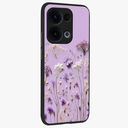 Lavender Blossom Dream Glass Case upright view showcasing delicate lavender blossom artwork with peaceful floral theme.