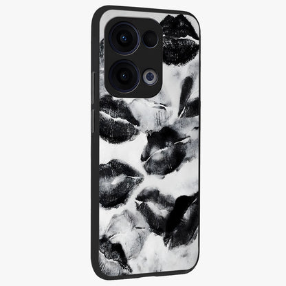 Midnight Kiss Marks Glass Case upright view showcasing stylish kiss mark artwork with trendy romantic theme.