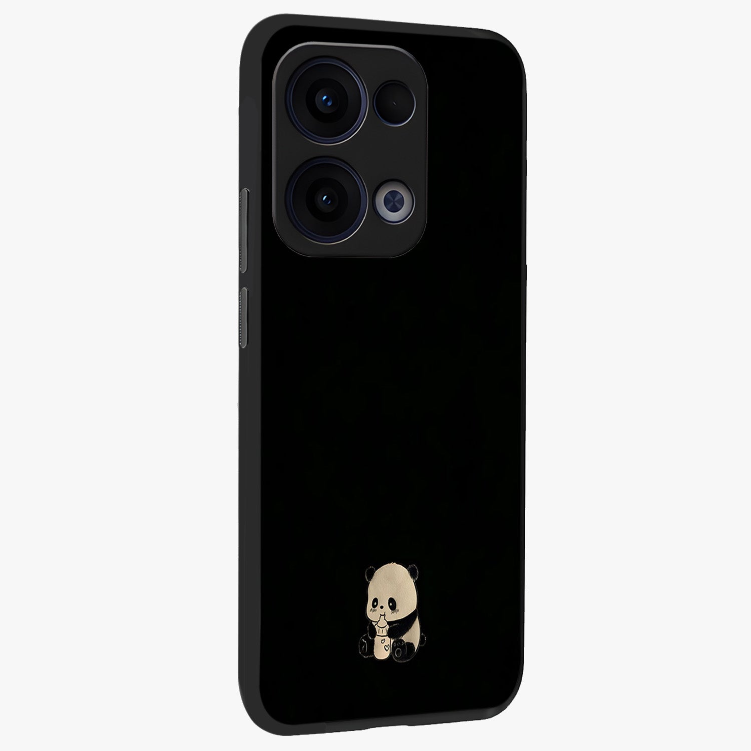 Midnight Panda Love Glass Case upright view showcasing charming panda artwork with playful romantic theme.