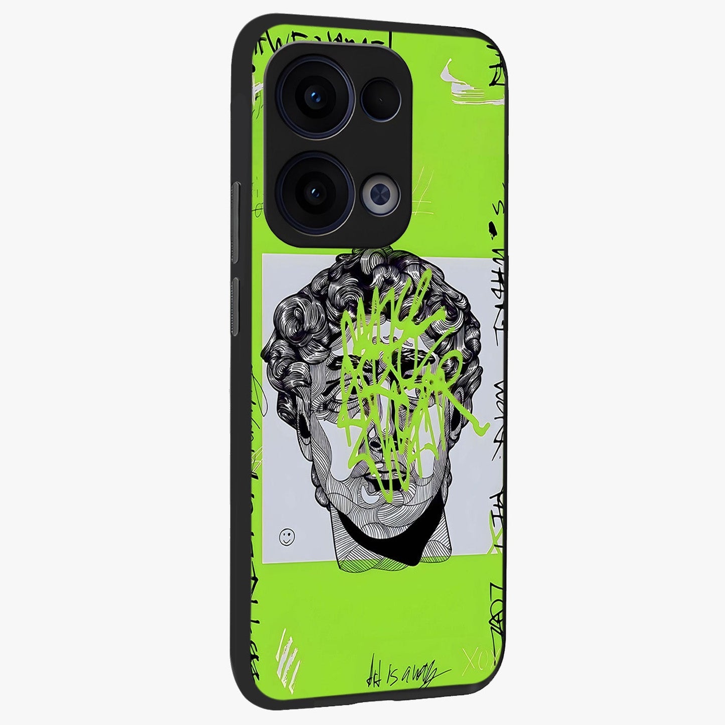Neo Graffiti Rebellion Glass Case upright view showcasing colorful graffiti artwork with bold modern street style.