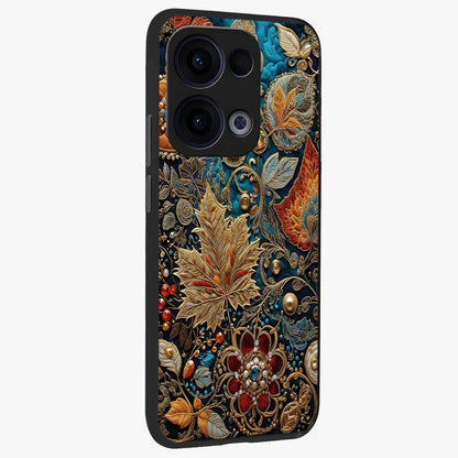Royal Jewel Garden Glass Case upright view showcasing rich floral artwork with luxurious garden theme.