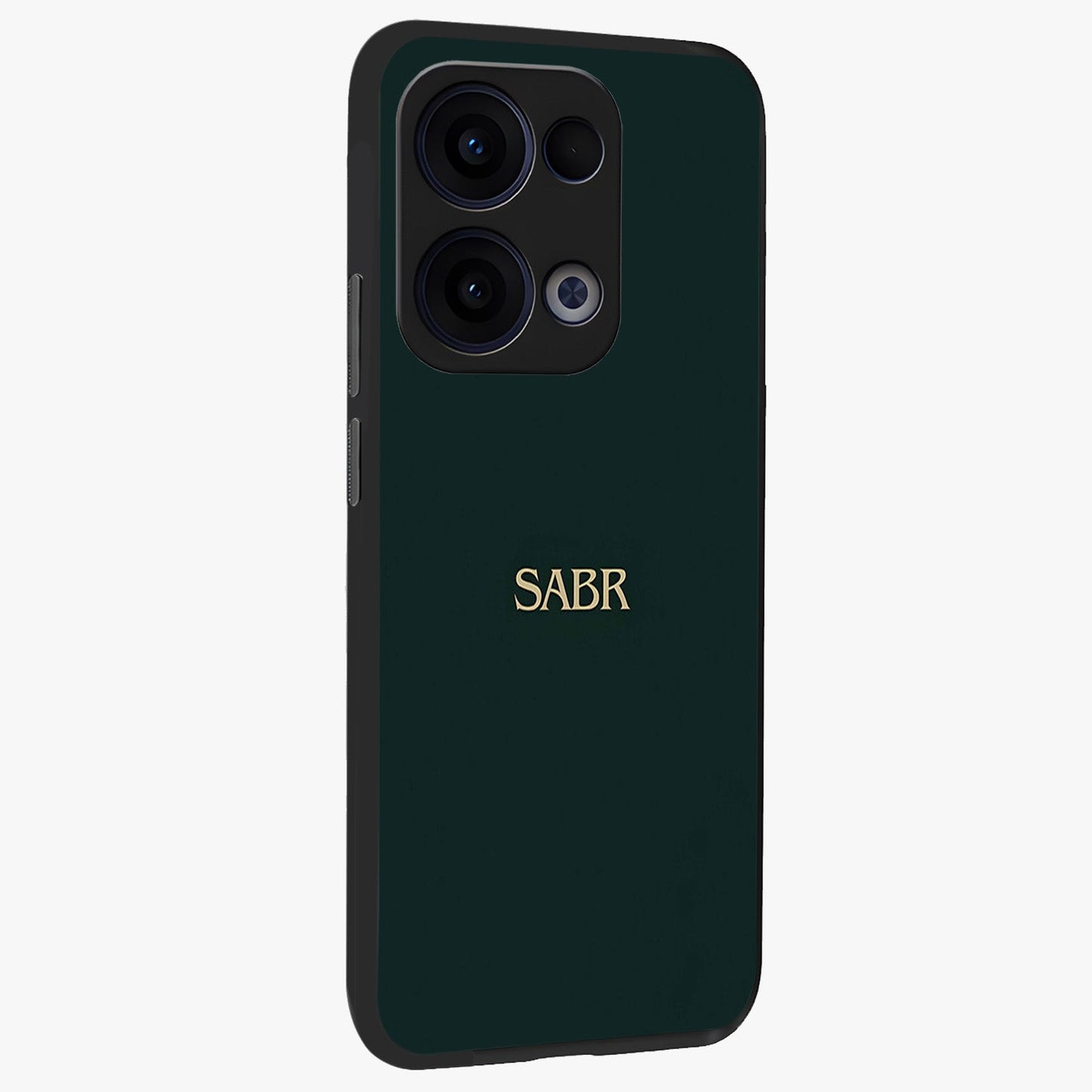 Sabr Minimal Patience Glass Case upright view showcasing calm minimalist artwork with motivational patience theme.