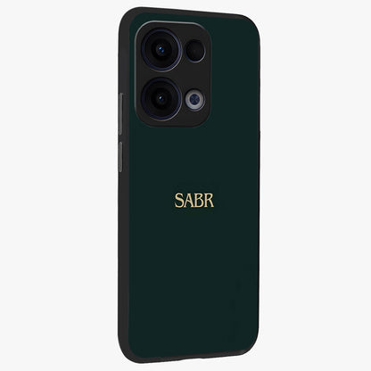 Sabr Minimal Patience Glass Case upright view showcasing calm minimalist artwork with motivational patience theme.