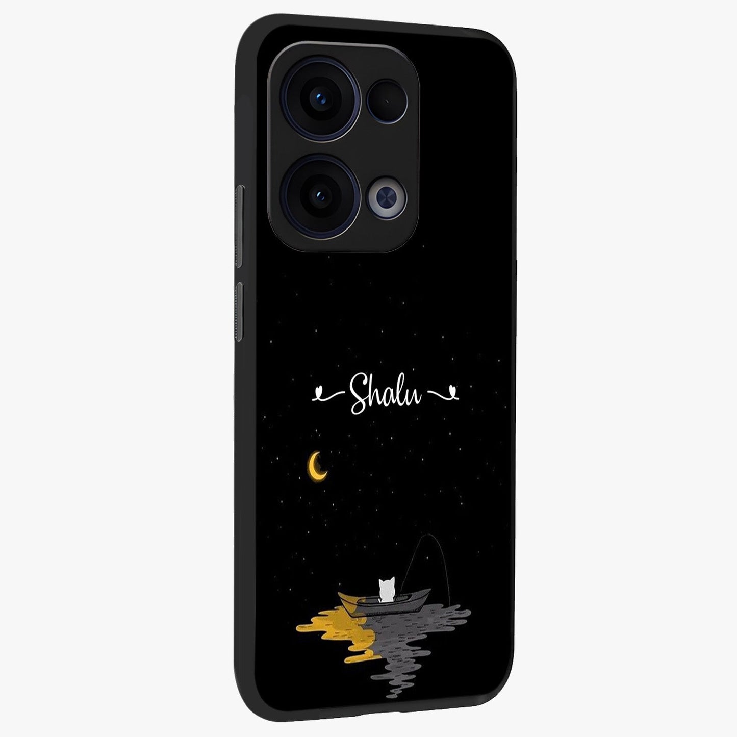 Silent Night Row Glass Case upright view showcasing tranquil night artwork with serene landscape theme.