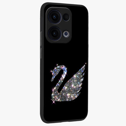 Starlit Swan Grace Glass Case upright view showcasing beautiful swan artwork with peaceful night themed design.
