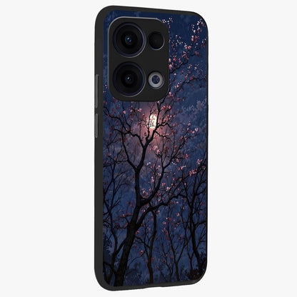 Twilight Sakura Serenade Glass Case upright view showcasing beautiful cherry blossom artwork with serene evening theme.