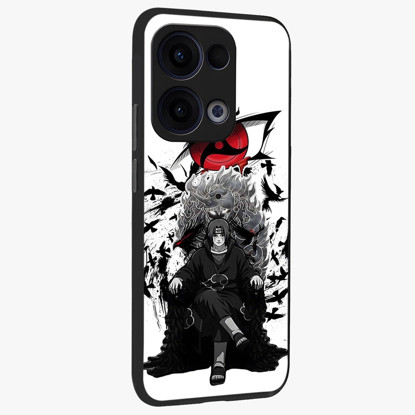 Uchiha Shadow Throne Glass Case upright view showcasing magical underwater galaxy artwork with vibrant cosmic theme.