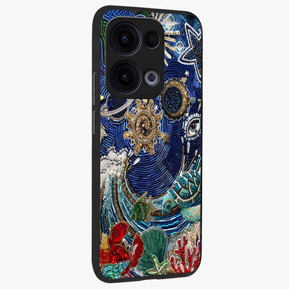 Universe Underwater Spark Glass Case upright view showcasing magical underwater galaxy artwork with vibrant cosmic theme.