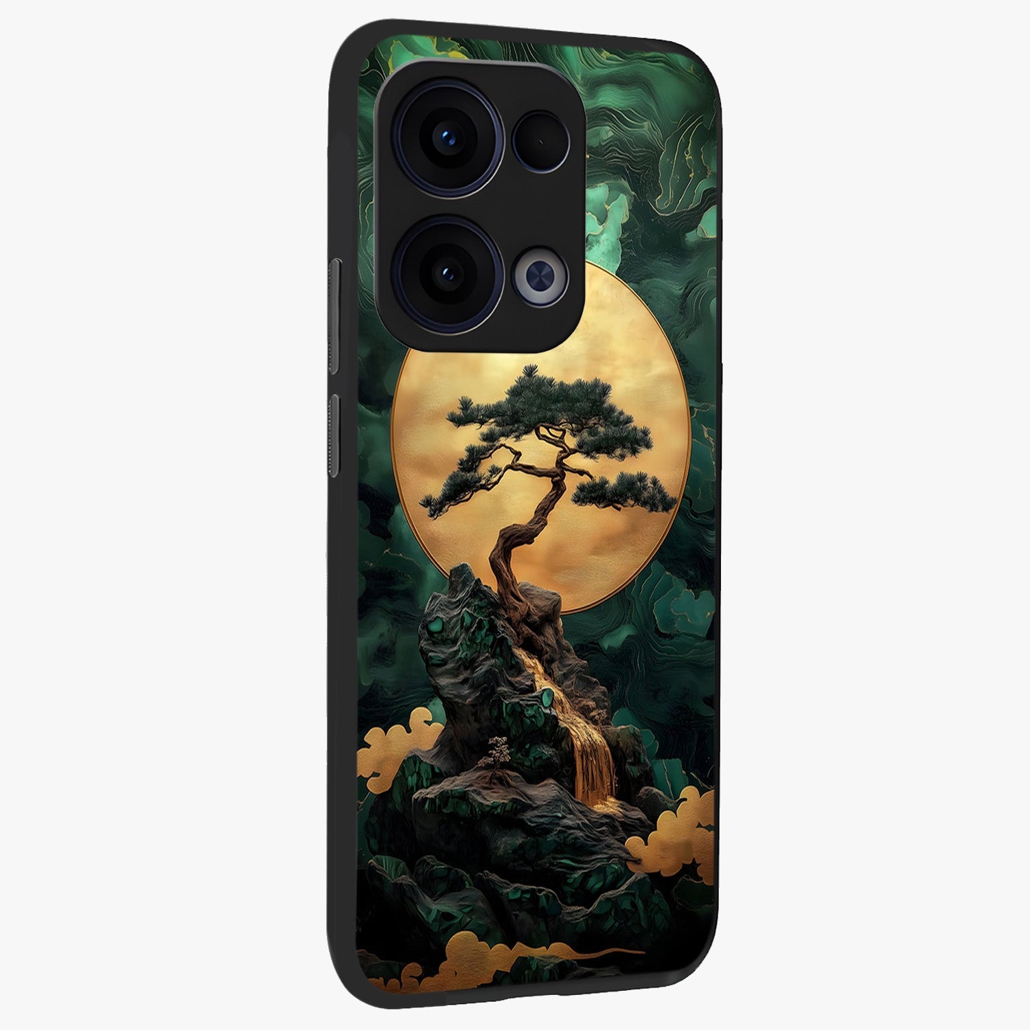 Zen Moon Rise Glass Case upright view showcasing serene moon artwork with tranquil night theme.