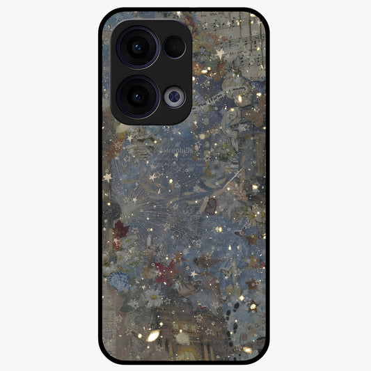 Aesthetic Astrolophia Glass Case showing flat back view with dreamy aesthetic design and glossy glass finish.