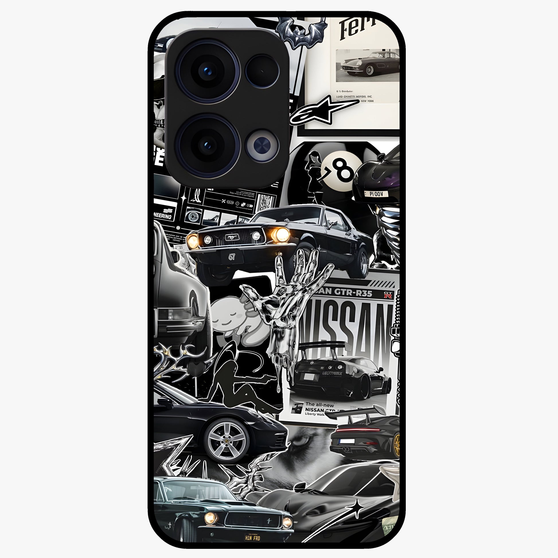 Aesthetic Dark Love Glass Case showing flat back view with dark romantic artwork and glossy glass finish.